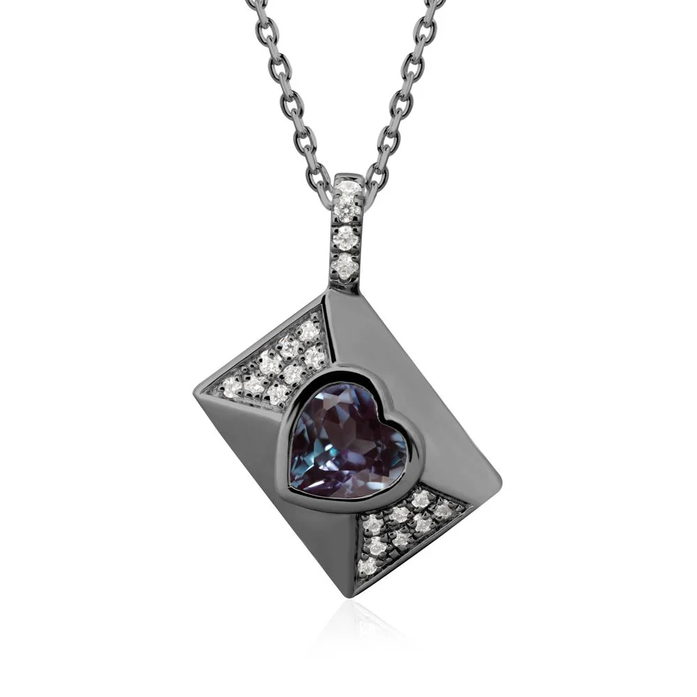 Heart Shaped Alexandrite Love Letter Envelope Pendant - Image 8
