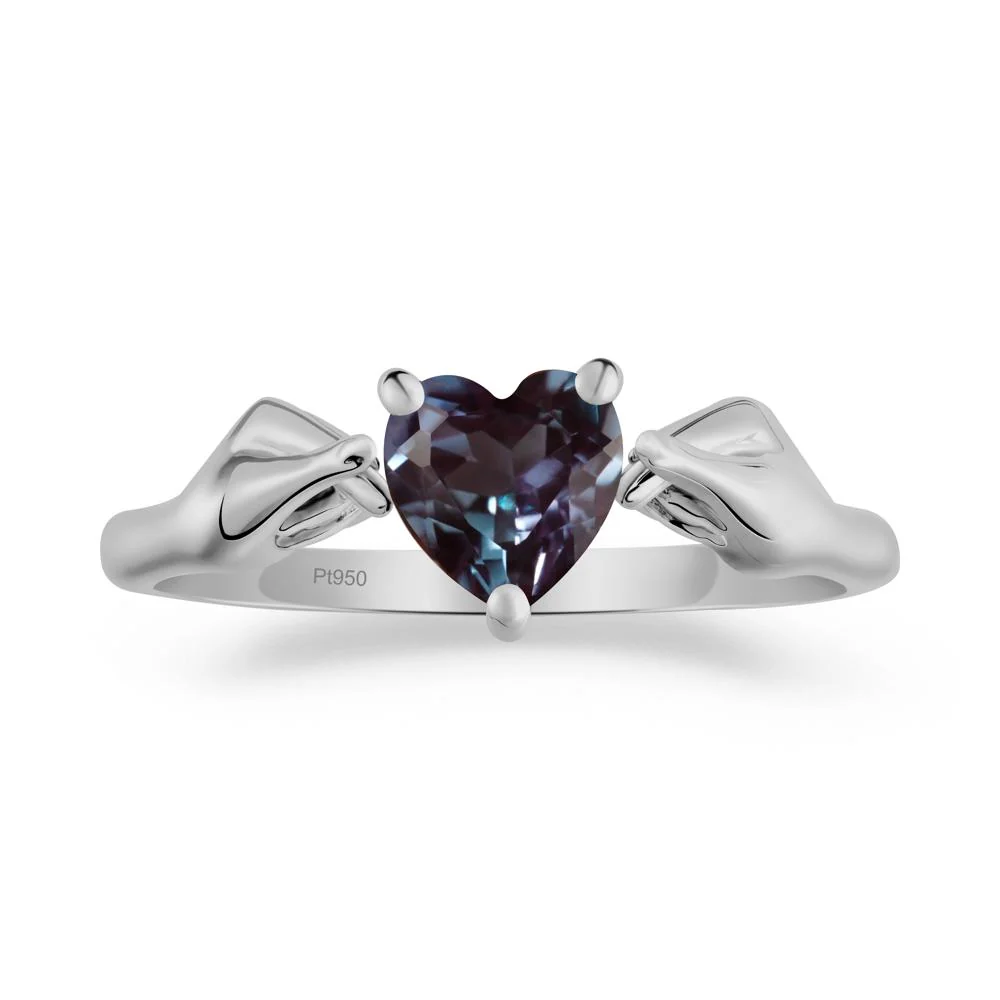 Heart Shaped Alexandrite Ring with Finger Heart - Image 2