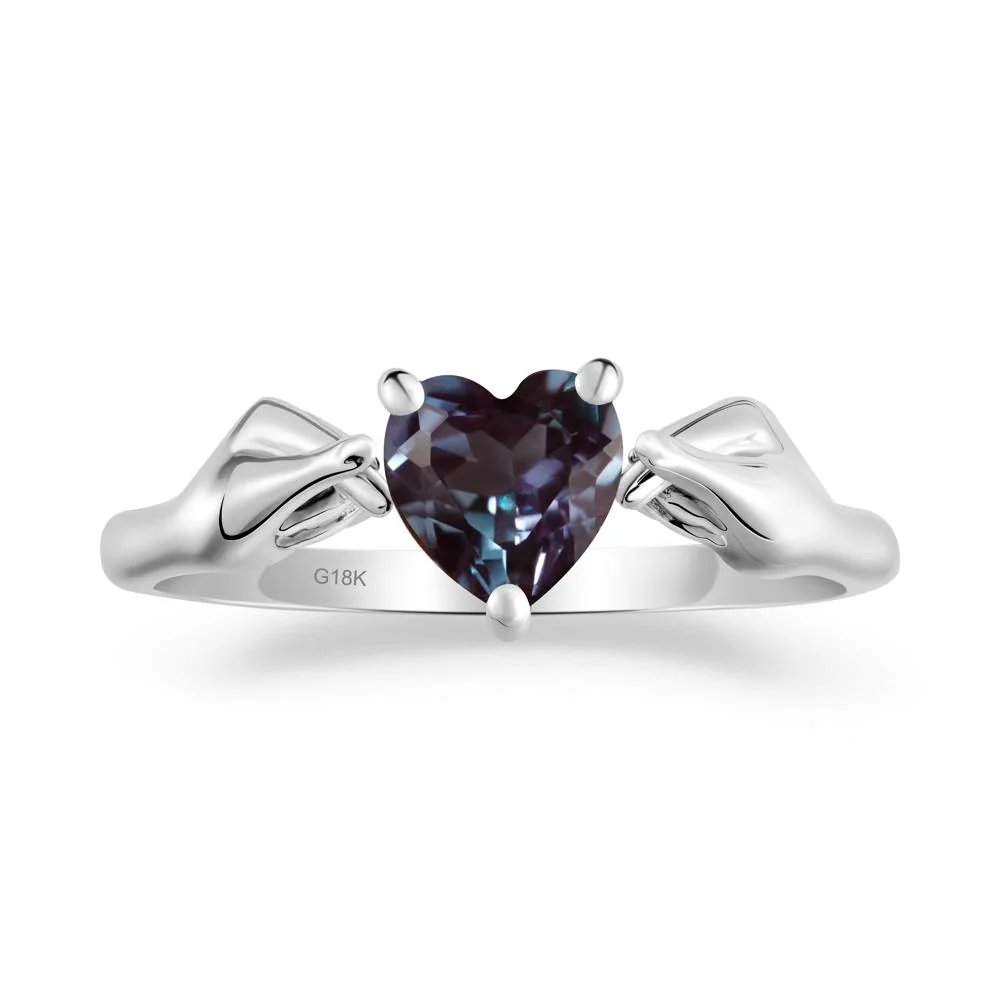 Heart Shaped Alexandrite Ring with Finger Heart - Image 4