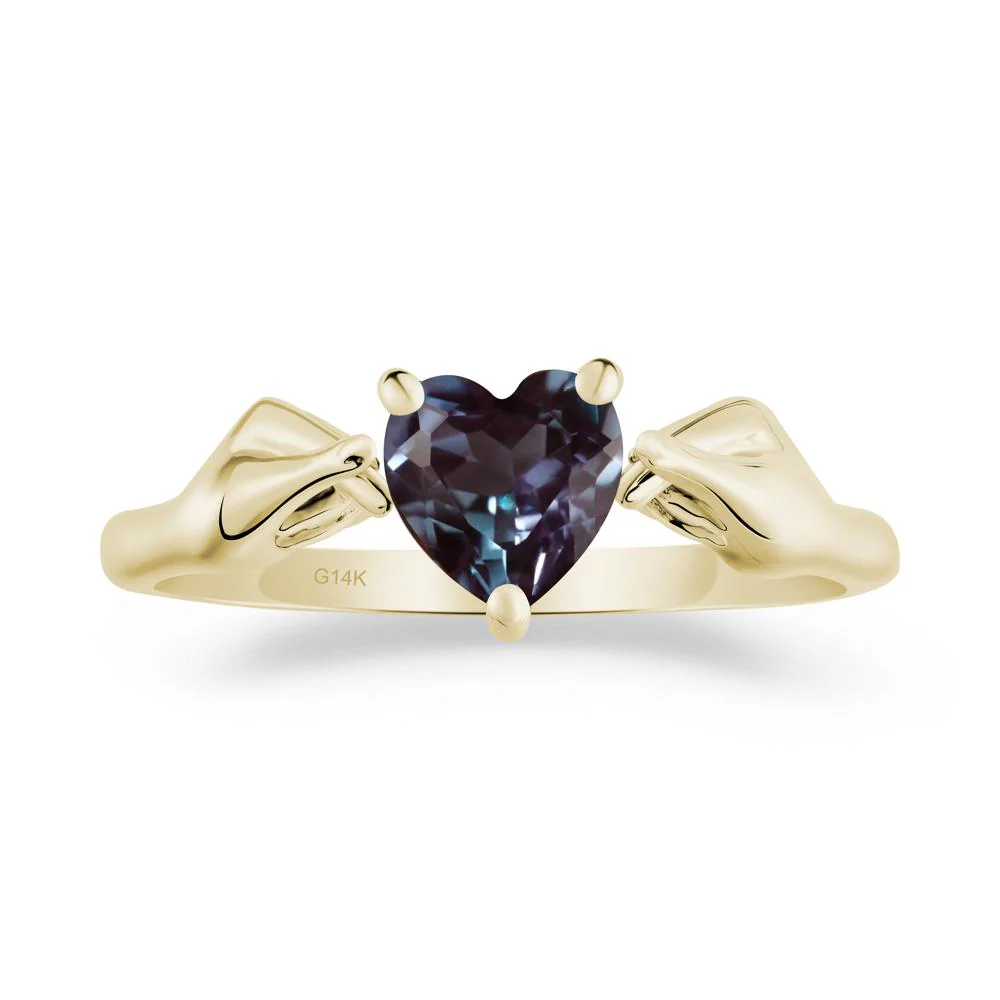 Heart Shaped Alexandrite Ring with Finger Heart - Image 6
