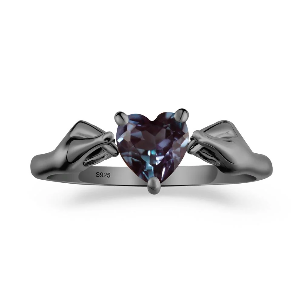 Heart Shaped Alexandrite Ring with Finger Heart - Image 8