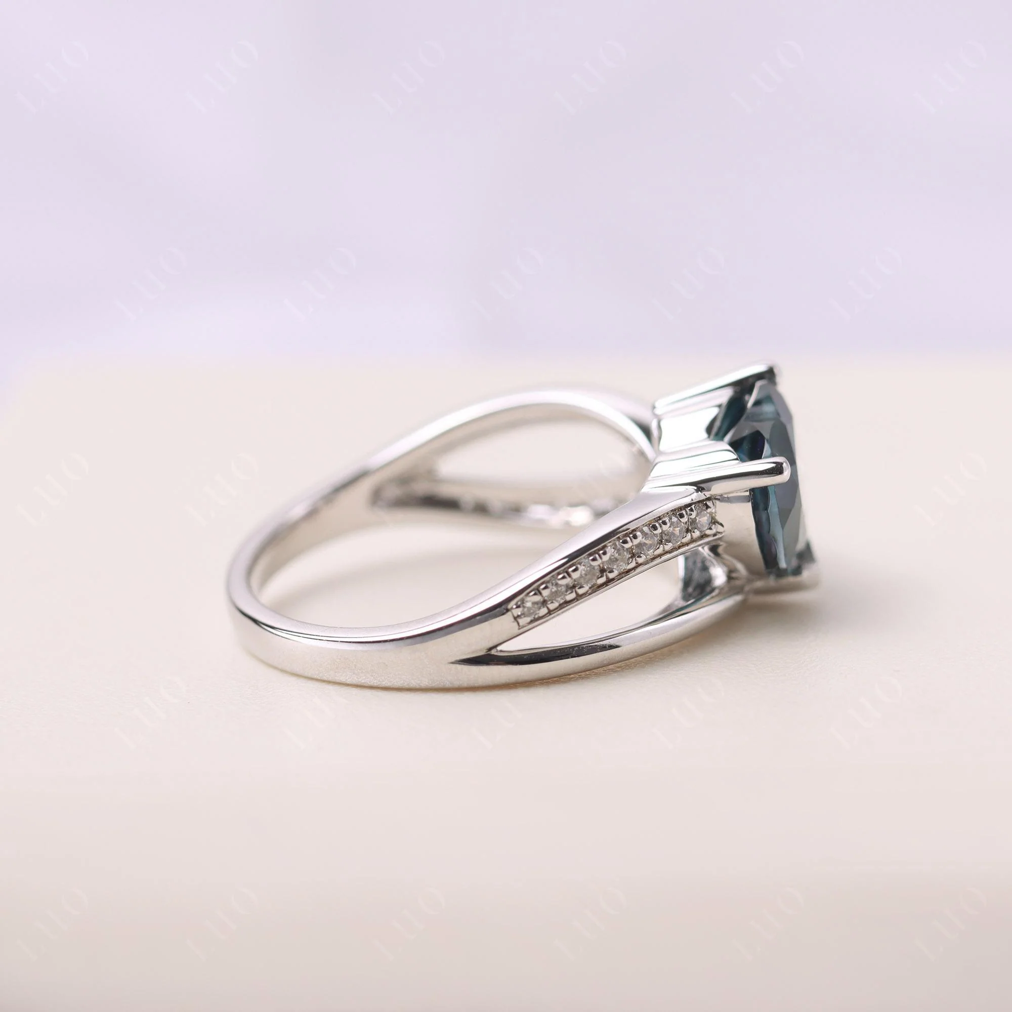 Heart Amethyst and London Blue Topaz Toi Et Moi Ring - Image 31
