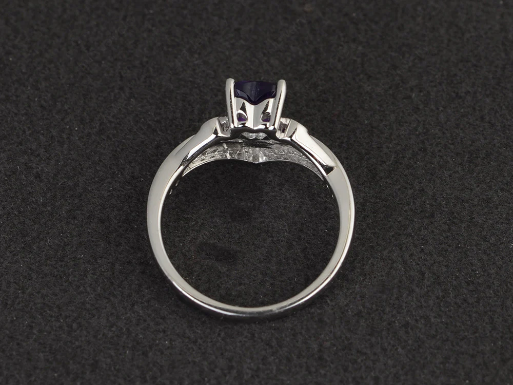 Heart Shaped Amethyst Bridal Set Ring - Image 3