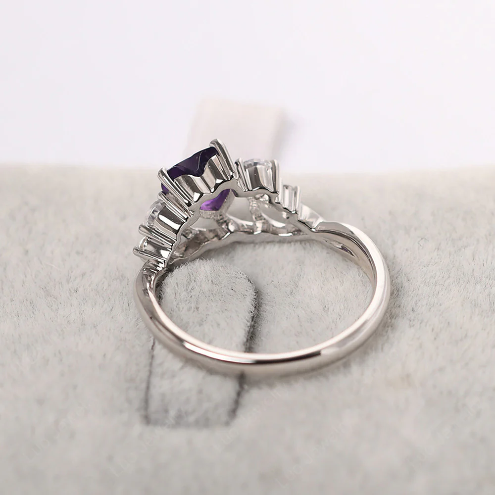 Heart Shaped Amethyst Cluster Ring - Image 4