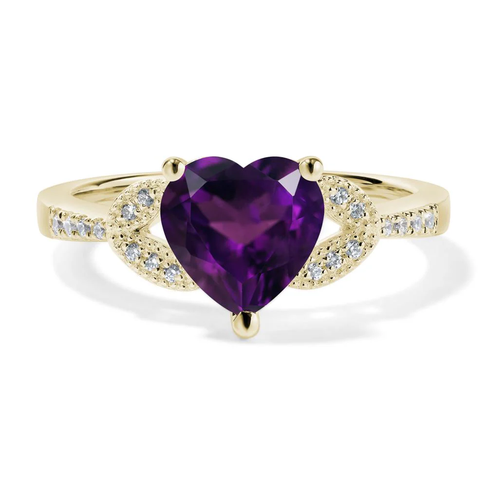Heart Shaped Amethyst Engagement Ring