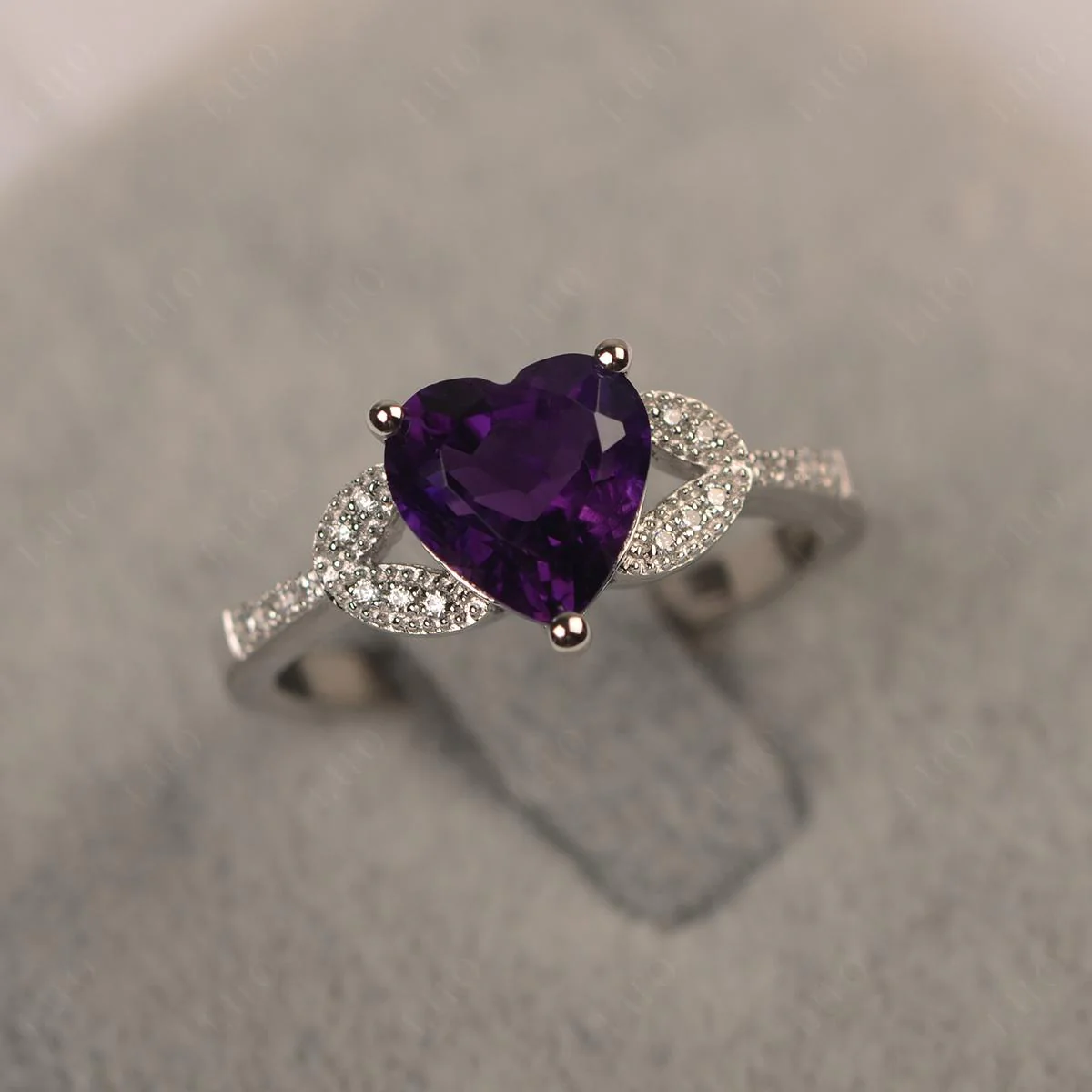 Heart Shaped Amethyst Engagement Ring - Image 10
