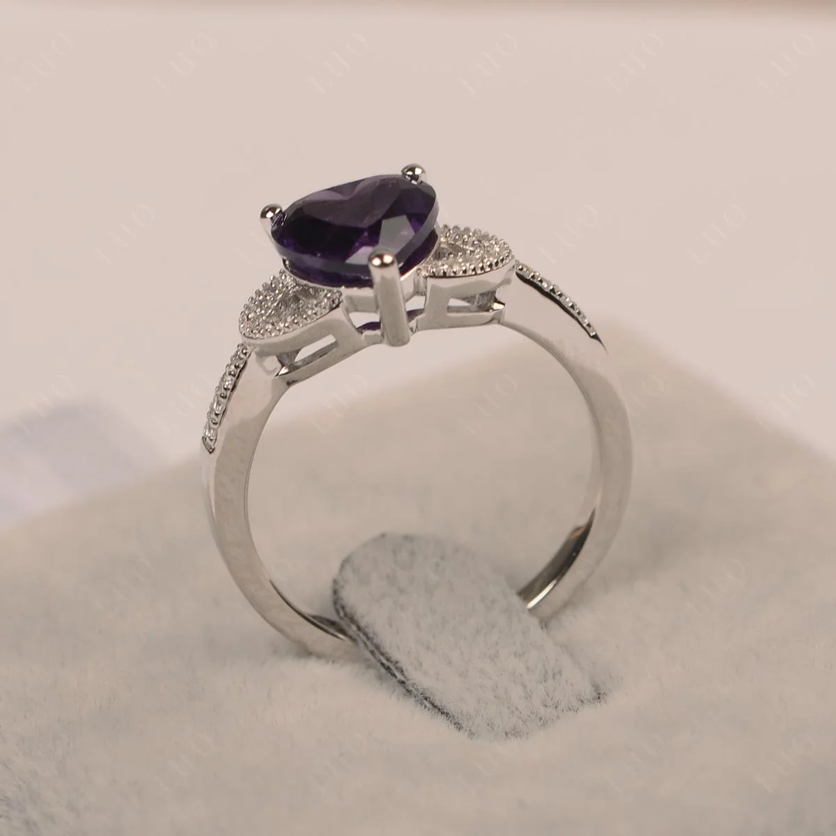 Heart Shaped Amethyst Engagement Ring - Image 11