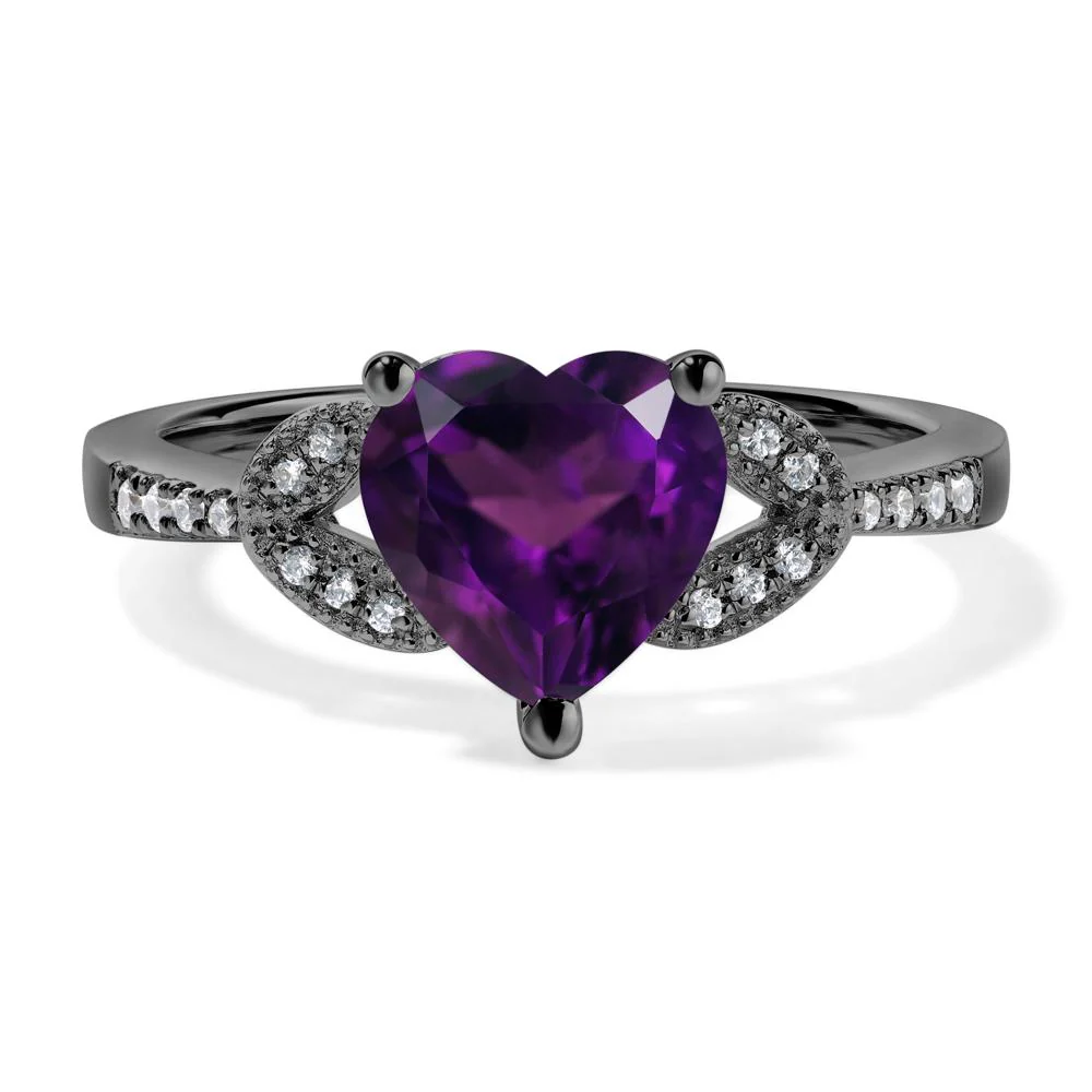 Heart Shaped Amethyst Engagement Ring - Image 3