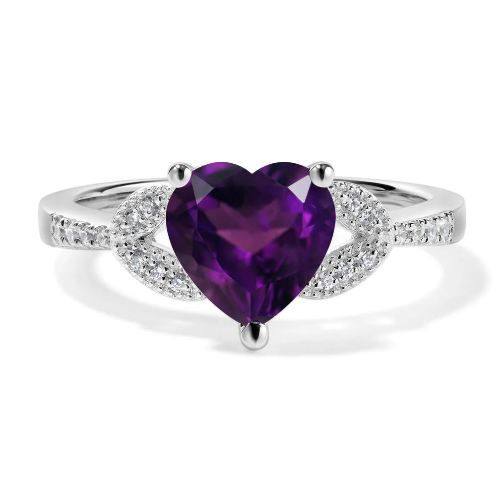 Heart Shaped Amethyst Engagement Ring - Image 4