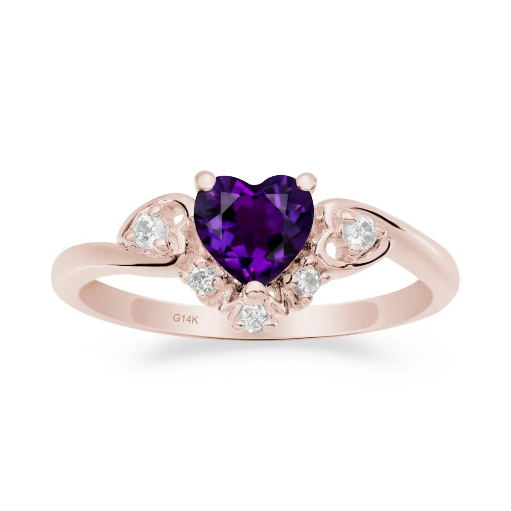 Heart-Shaped Amethyst Promise Ring