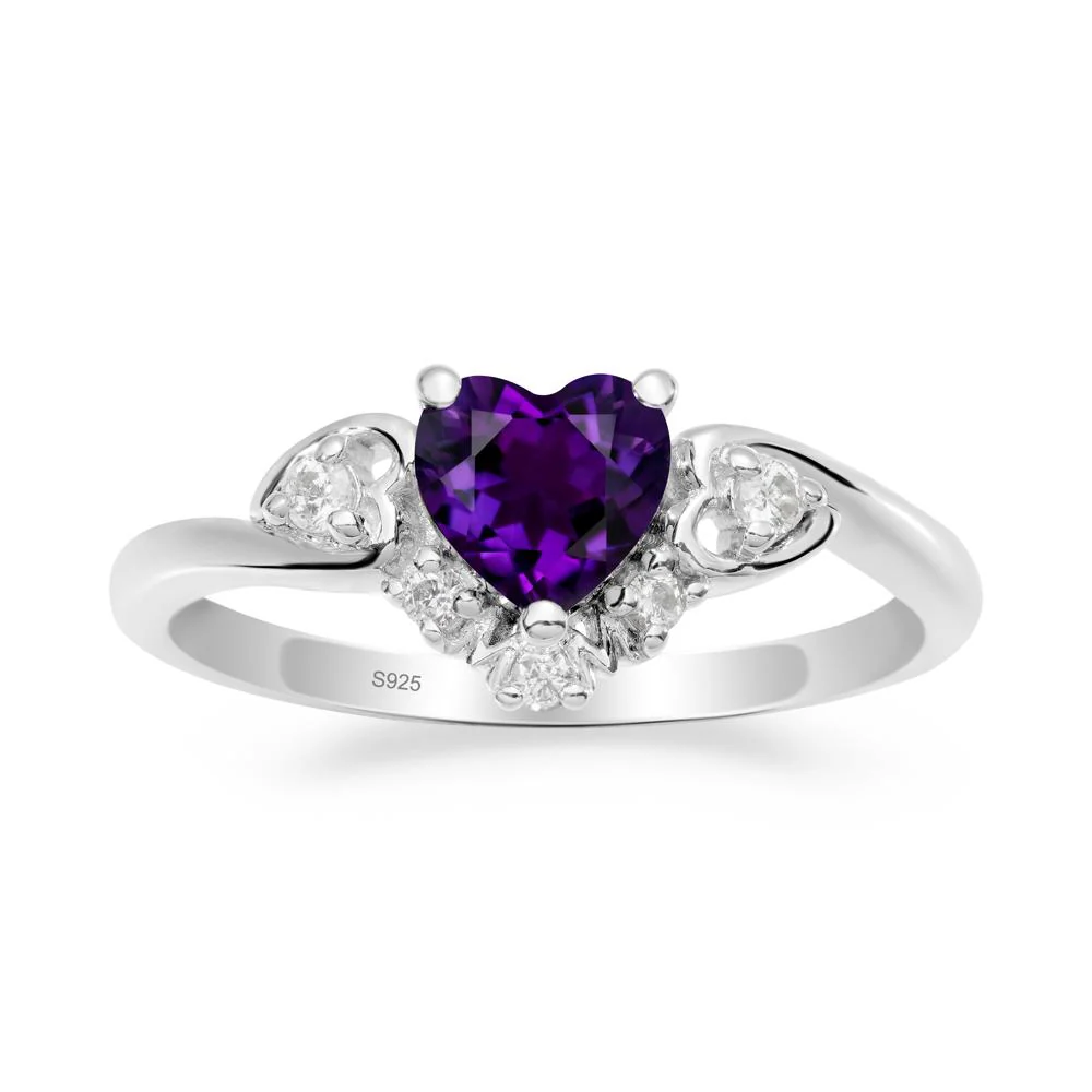 Heart-Shaped Amethyst Promise Ring - Image 3