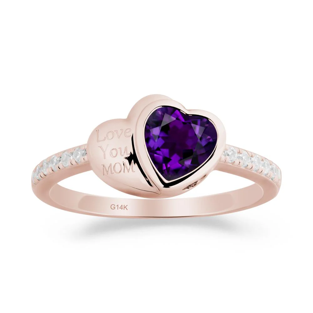 Heart Shaped Amethyst Ring for Mother's Day