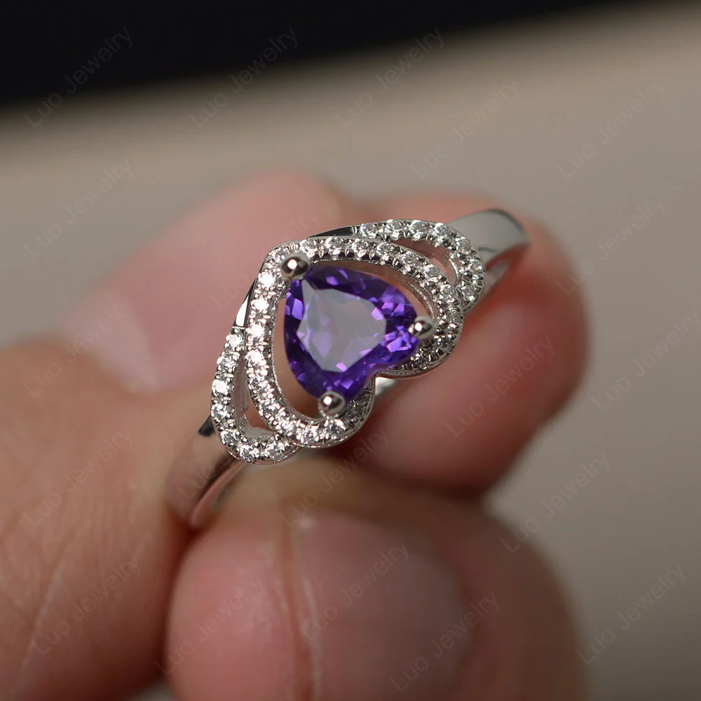 Heart Shaped Amethyst Promise Ring