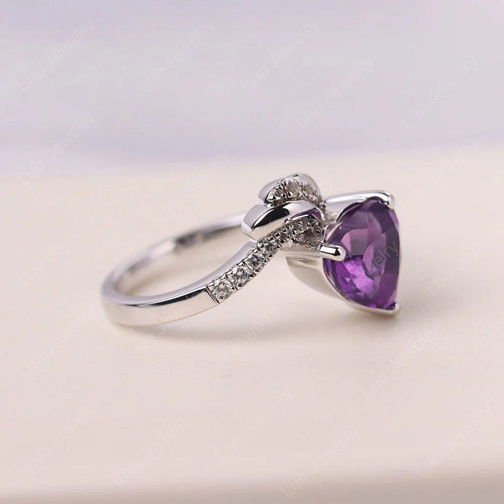 Heart Shaped Amethyst Strawberry Ring - Image 2