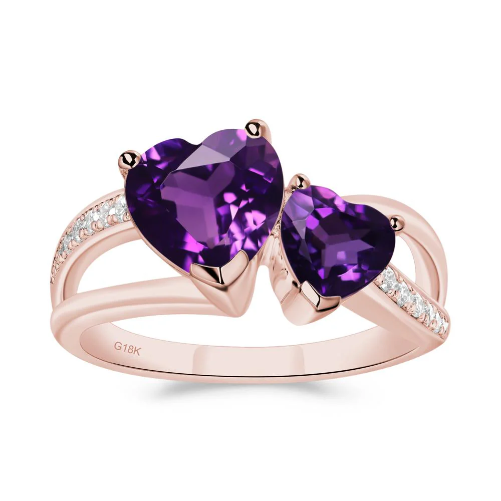 Amethyst Two Heart Ring