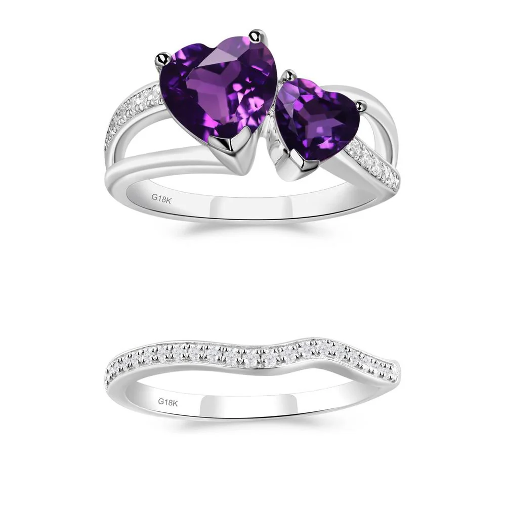 Amethyst Two Heart Ring - Image 15