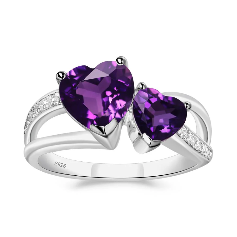 Amethyst Two Heart Ring - Image 2