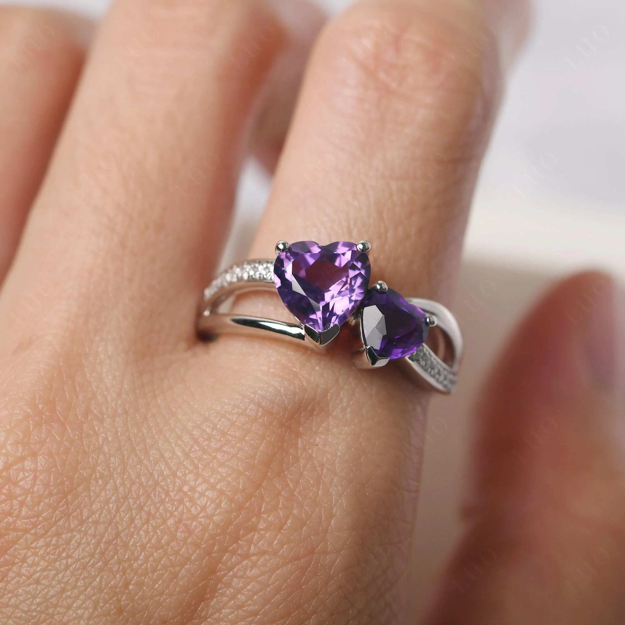 Amethyst Two Heart Ring - Image 34