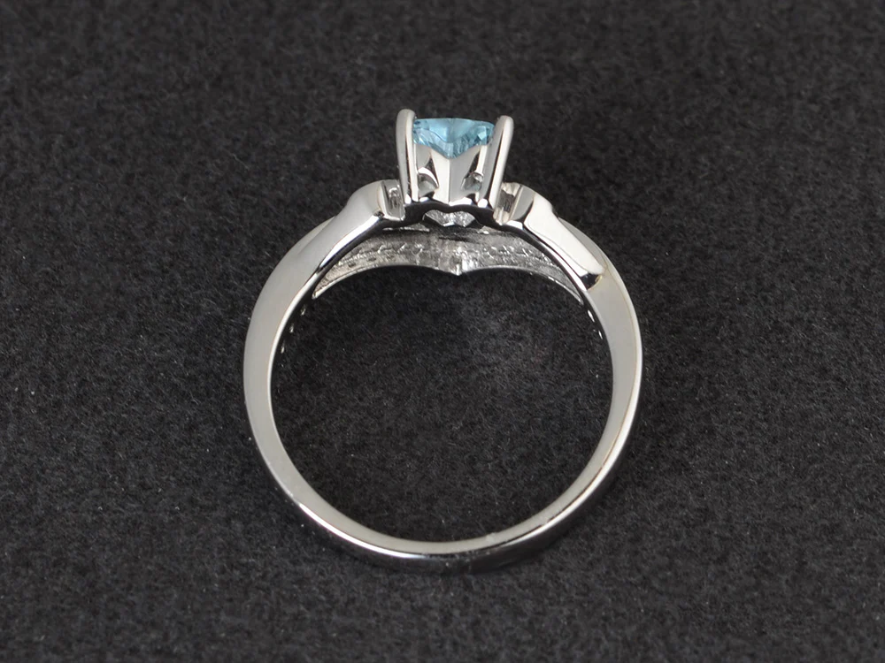 Heart Shaped Aquamarine Bridal Set Ring - Image 3