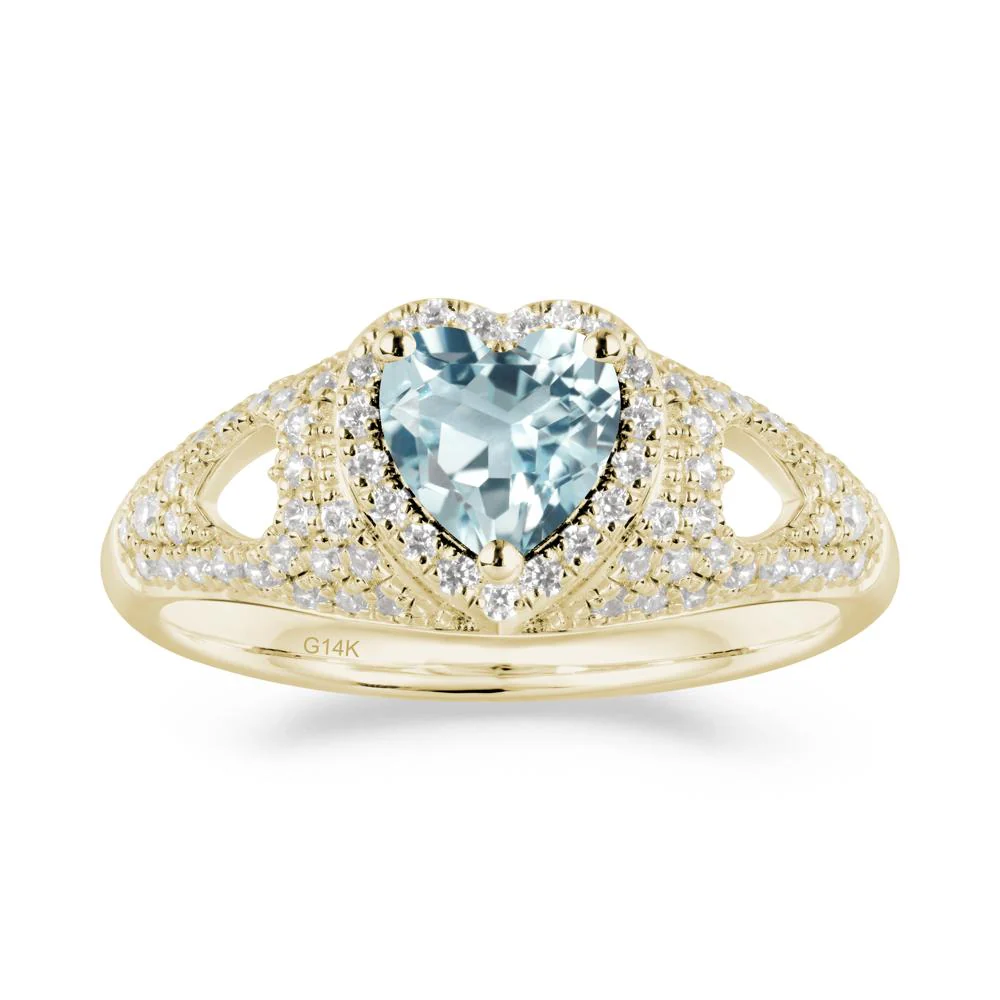 Heart Shaped Aquamarine Cluster Ring - Image 4