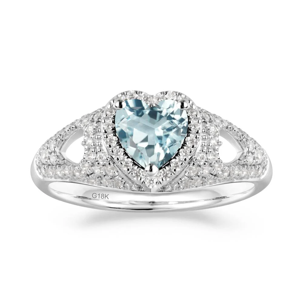 Heart Shaped Aquamarine Cluster Ring - Image 8