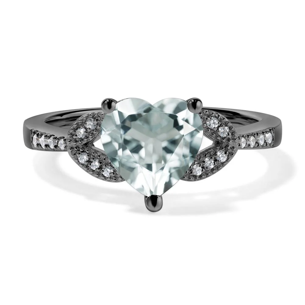 Heart Shaped Aquamarine Engagement Ring - Image 3