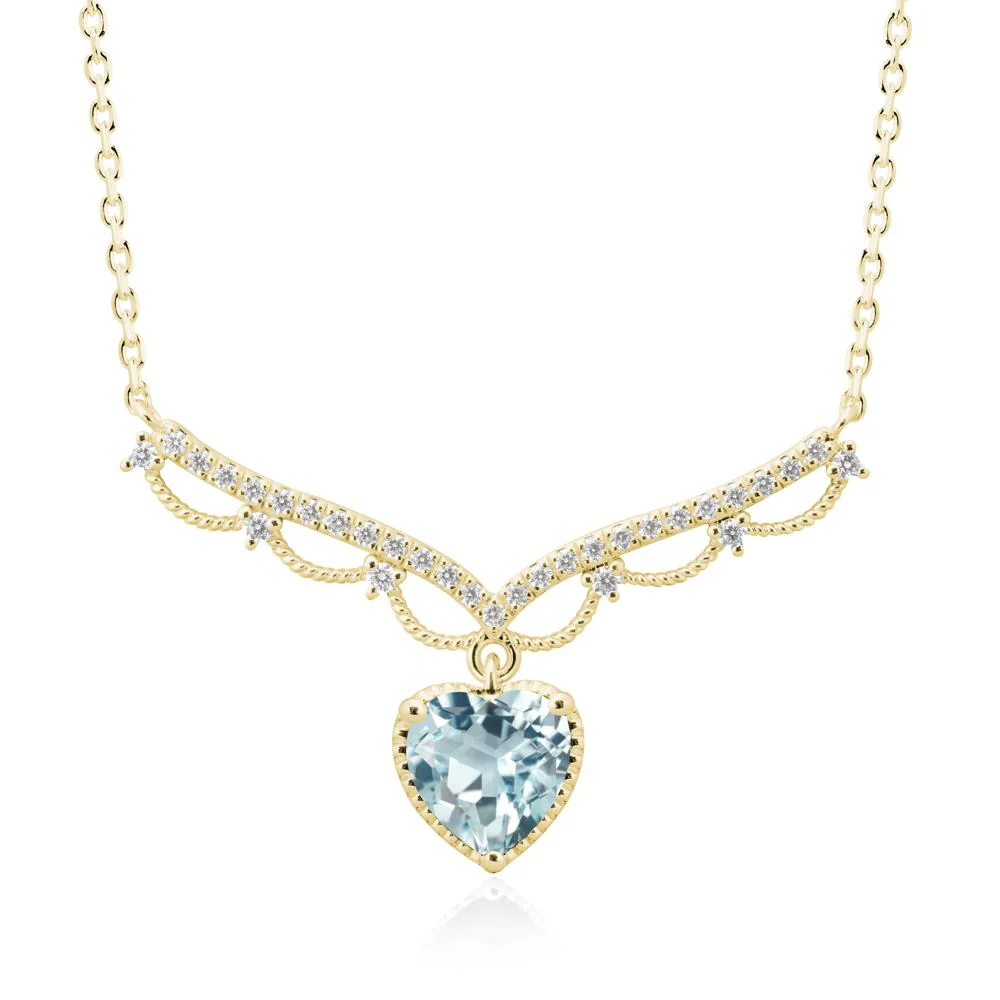Heart Shaped Aquamarine Necklace with Pave Accents - Image 6