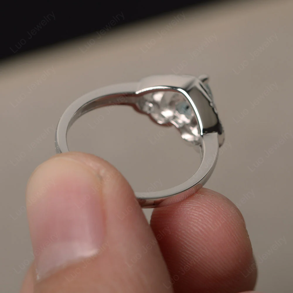 Aquamarine Double Halo Heart Ring - Image 2