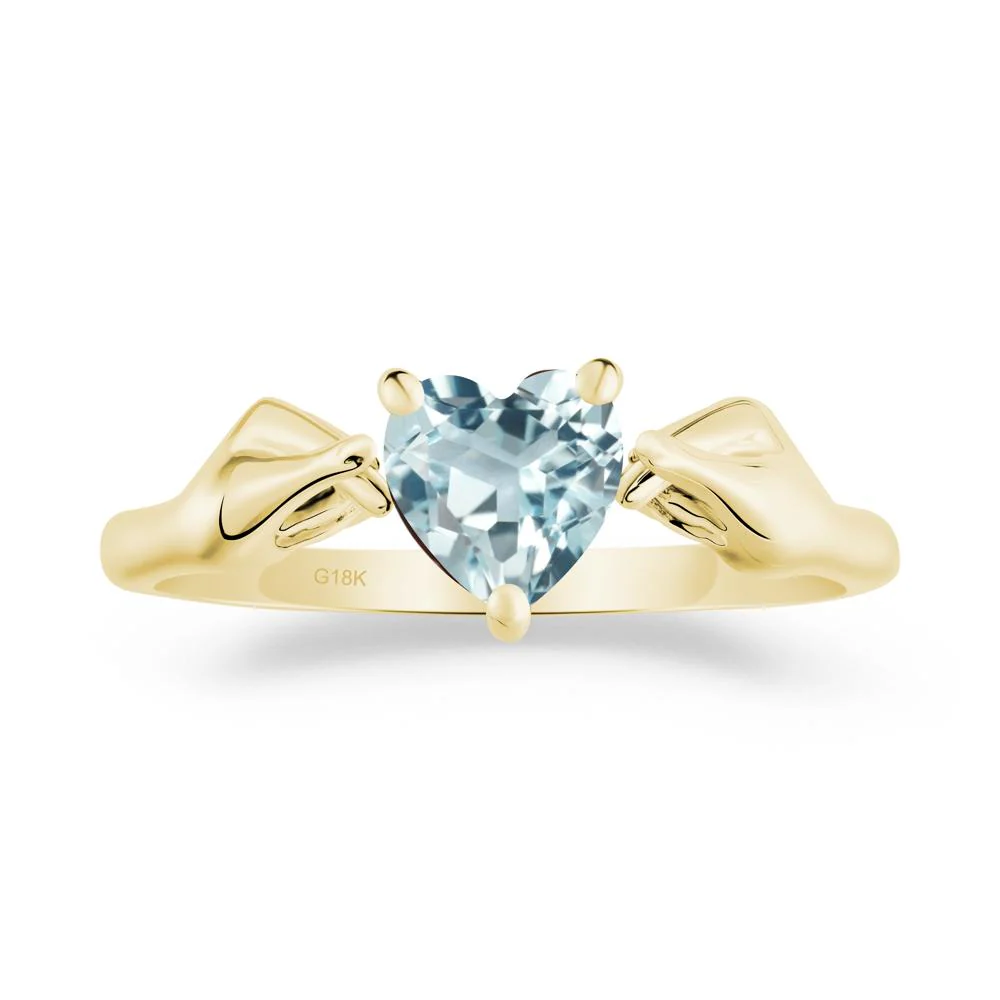Heart Shaped Aquamarine Ring with Finger Heart - Image 9
