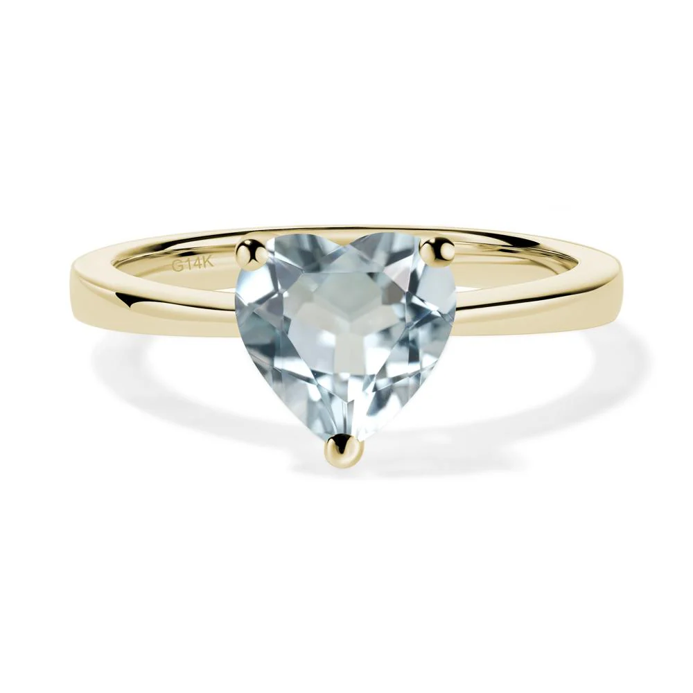 Aquamarine Heart Shaped Solitaire Ring