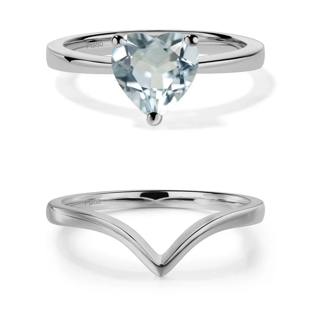 Aquamarine Heart Shaped Solitaire Ring - Image 19