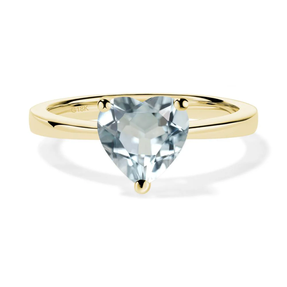 Aquamarine Heart Shaped Solitaire Ring - Image 2