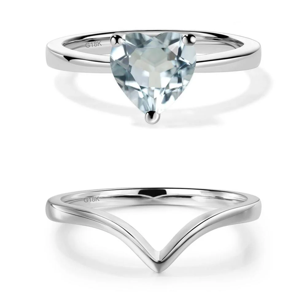 Aquamarine Heart Shaped Solitaire Ring - Image 21