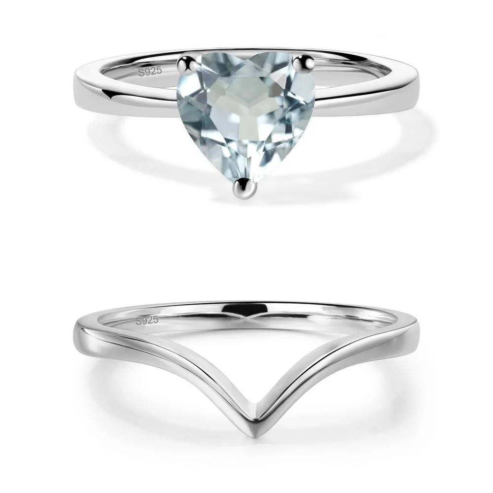 Aquamarine Heart Shaped Solitaire Ring - Image 23