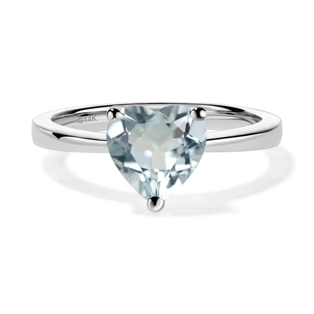 Aquamarine Heart Shaped Solitaire Ring - Image 3