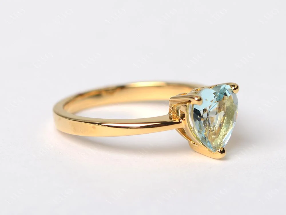 Aquamarine Heart Shaped Solitaire Ring - Image 30