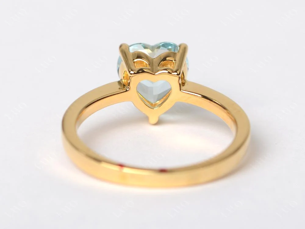 Aquamarine Heart Shaped Solitaire Ring - Image 31