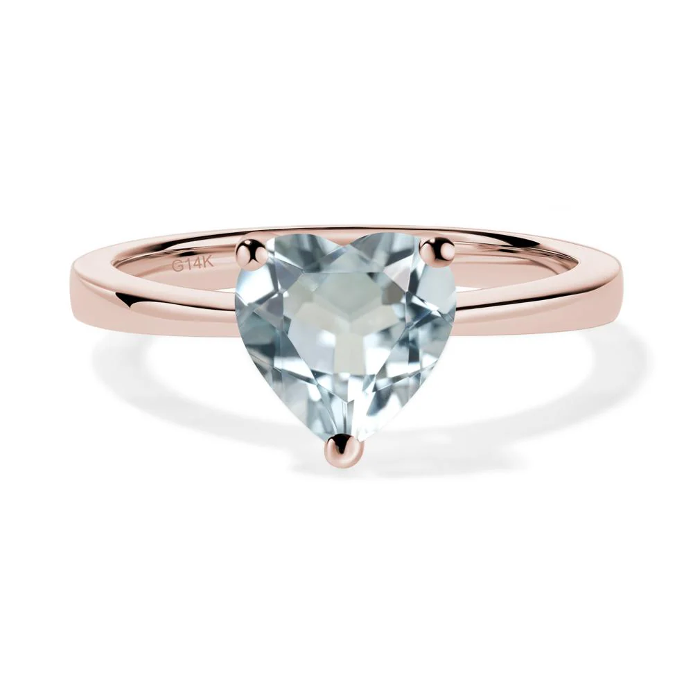 Aquamarine Heart Shaped Solitaire Ring - Image 4