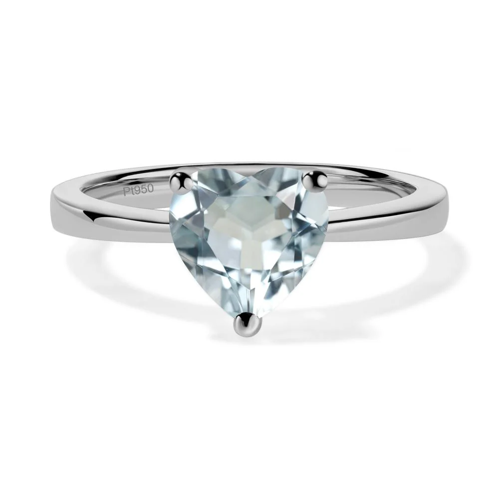 Aquamarine Heart Shaped Solitaire Ring - Image 5