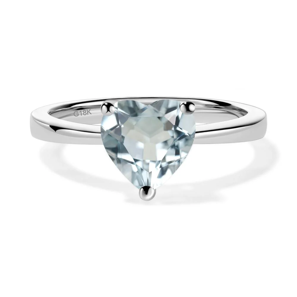 Aquamarine Heart Shaped Solitaire Ring - Image 6
