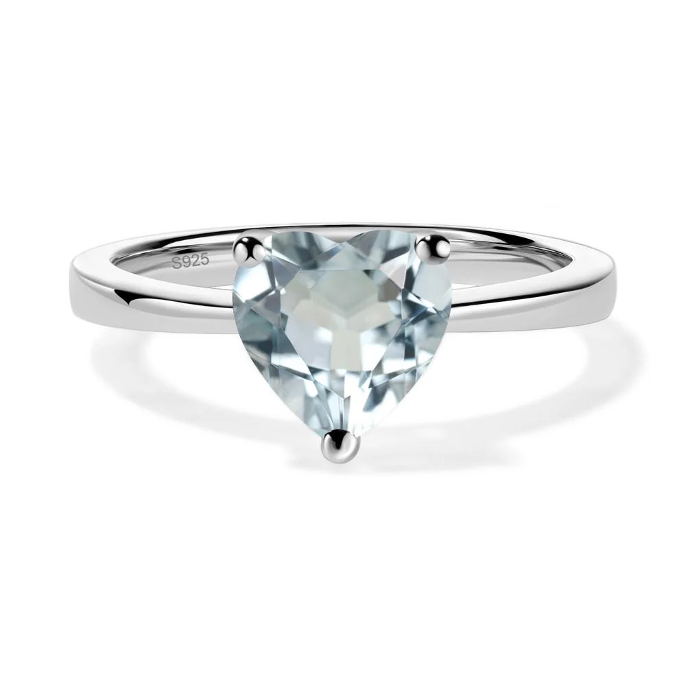 Aquamarine Heart Shaped Solitaire Ring - Image 7
