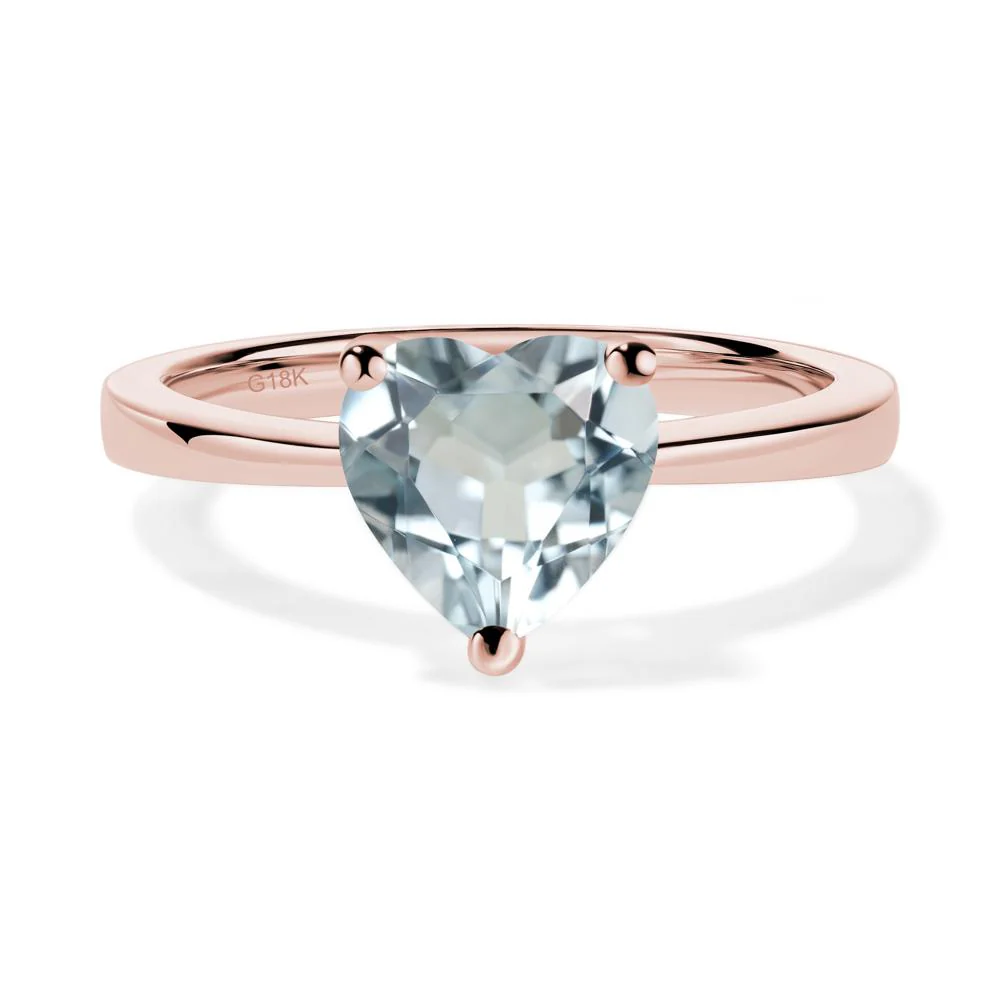 Aquamarine Heart Shaped Solitaire Ring - Image 8