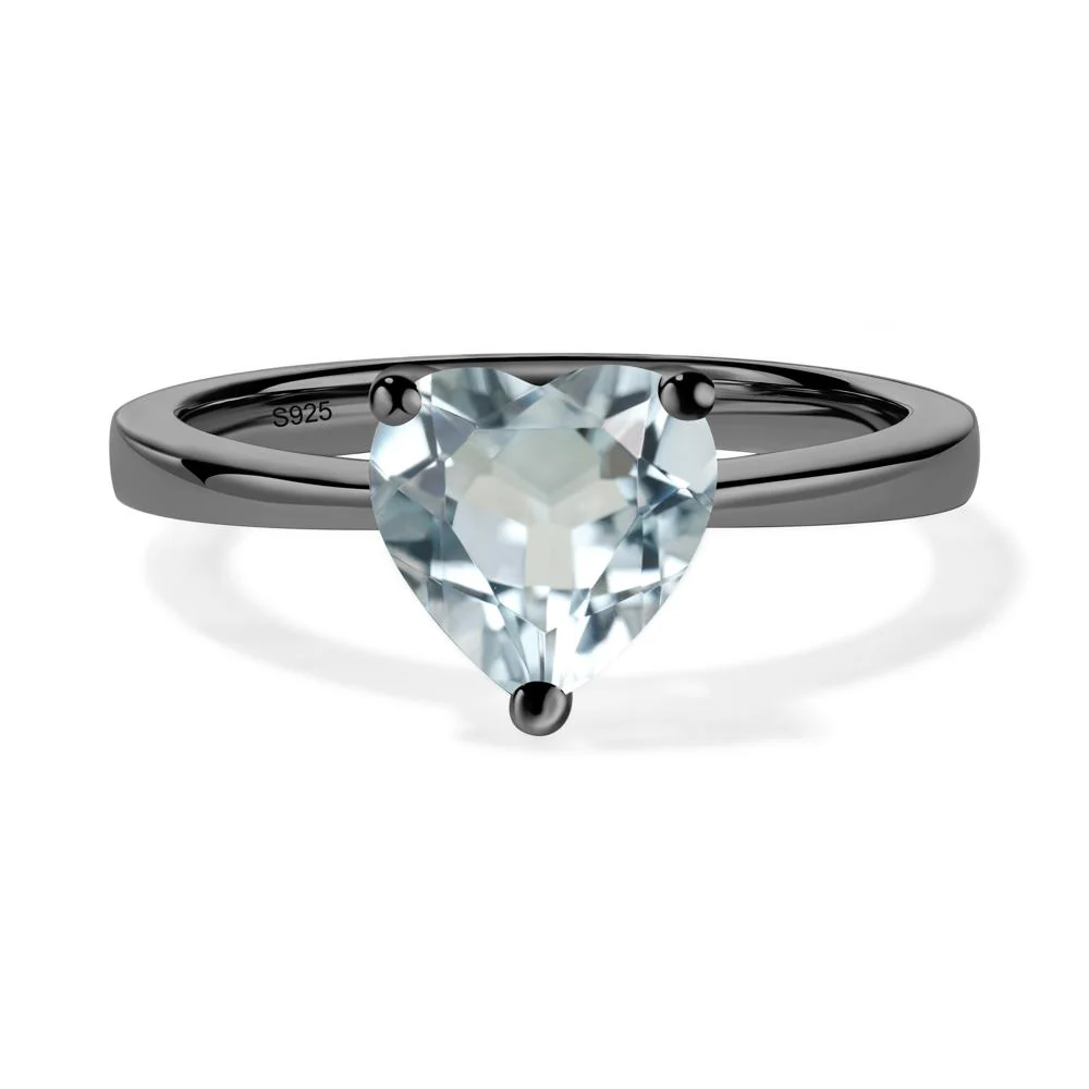 Aquamarine Heart Shaped Solitaire Ring - Image 9