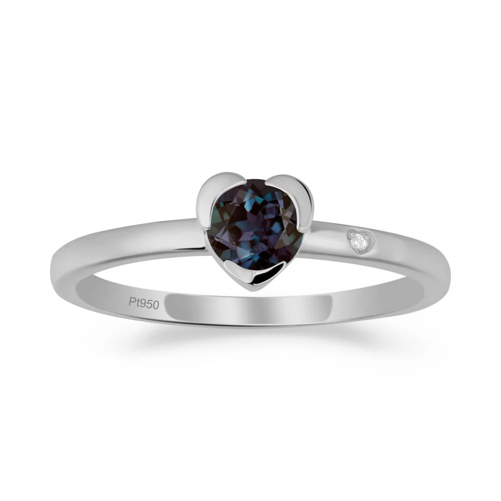 Heart Shaped Bezel Setting Alexandrite Ring - Image 4