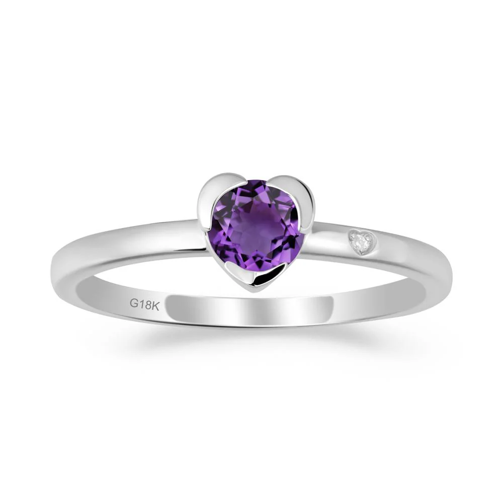 Heart Shaped Bezel Setting Amethyst Ring - Image 7