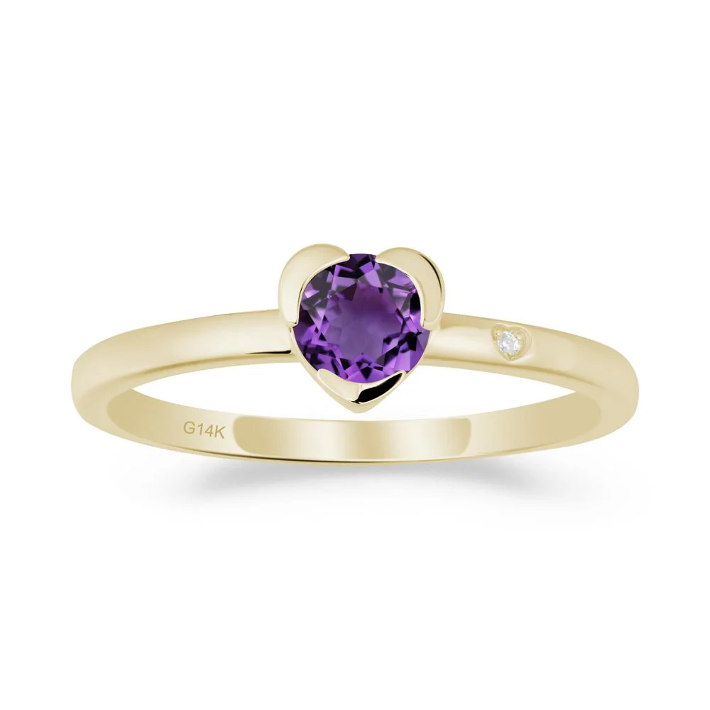 Heart Shaped Bezel Setting Amethyst Ring - Image 9
