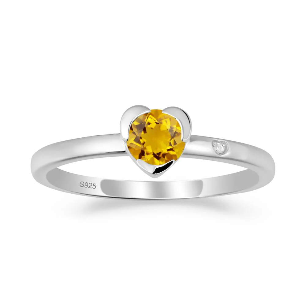 Heart Shaped Bezel Setting Citrine Ring - Image 5