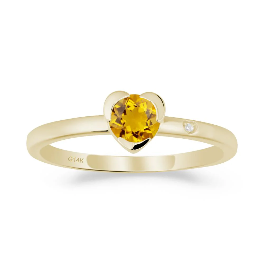 Heart Shaped Bezel Setting Citrine Ring - Image 6