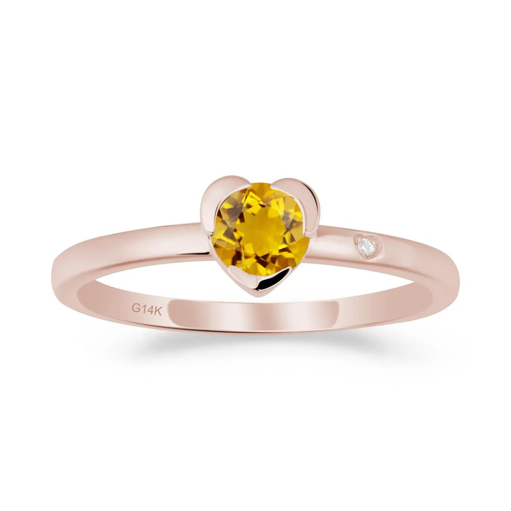 Heart Shaped Bezel Setting Citrine Ring - Image 8