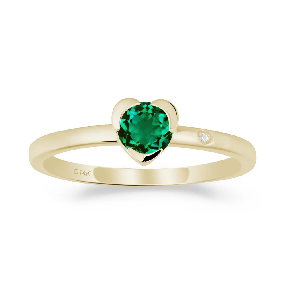 Heart Shaped Bezel Setting Emerald Ring - Image 2